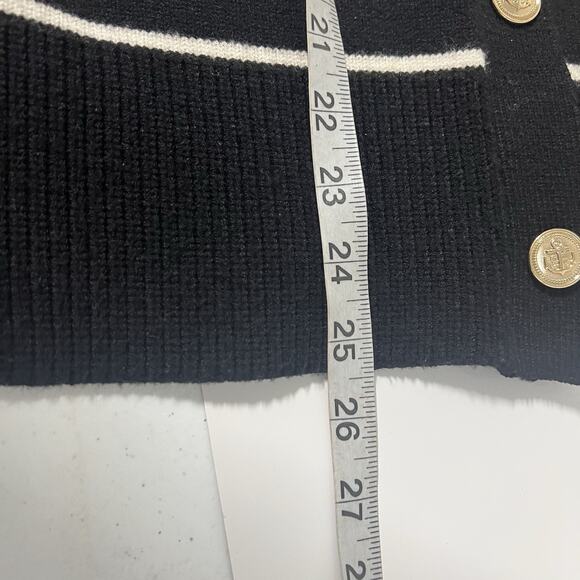 Zara Women's Lady Knit Cardigan Large Gold Buttons Black Ivory Striped Career - Picture 11 of 11